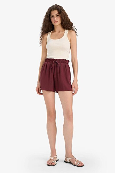 DeFacto Regular Stretchy Waisted Pocketed Crinkle Viscose Shorts F3101Ax25Hs