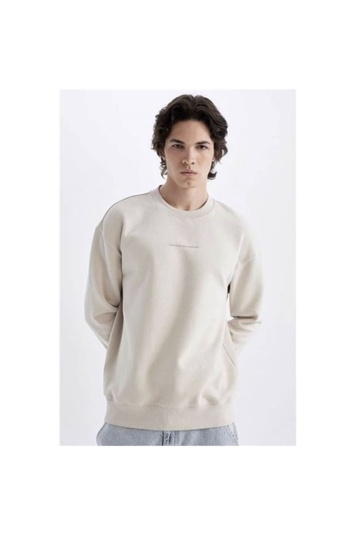 DeFacto Erkek Sweat X8282AZ/BG766 STONE