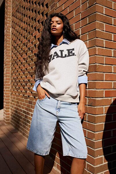 DeFacto Pantaloni scurți Bermuda din denim cu talie înaltă E4033AX25SM