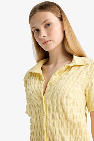 DeFacto Coool Fitted Dokulu Kısa Kollu Gömlek F4847AX25HS