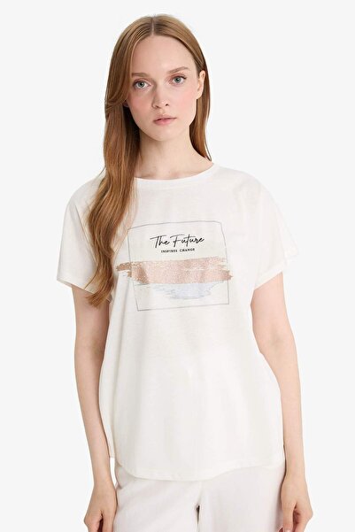 DeFacto Μπλουζάκι με κοντό μανίκι με κανονική εφαρμογή Crew λαιμόκοψη F6326AX25HS