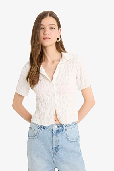 DeFacto Coool Fitted Dokulu Kısa Kollu Gömlek F4847AX25HS