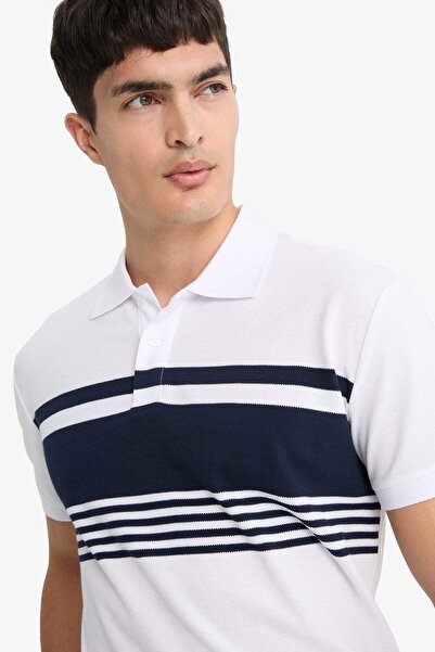 DeFacto 100% Baumwolle Regular Fit Poloshirt Kurzarm Gestreiftes T-Shirt D7600AX25SP