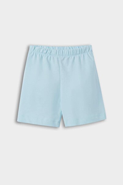 DeFacto Kız Bebek Pijama Takımı Anime Baskılı Kısa Kollu Penye Üst Beli Lastikli Şort E1554A525HS