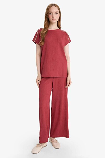 DeFacto Crew Neck Wrinkle Short Sleeve T-Shirt F6300Ax25Hs