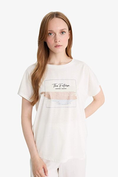 DeFacto Μπλουζάκι με κοντό μανίκι με κανονική εφαρμογή Crew λαιμόκοψη F6326AX25HS