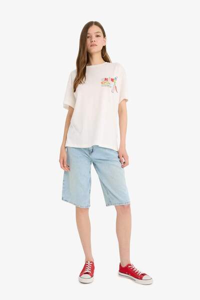 DeFacto Tricou cu mânecă scurtă cu imprimeu pe spate, oversize, Disney Mickey & Minnie, F5167AX25SM