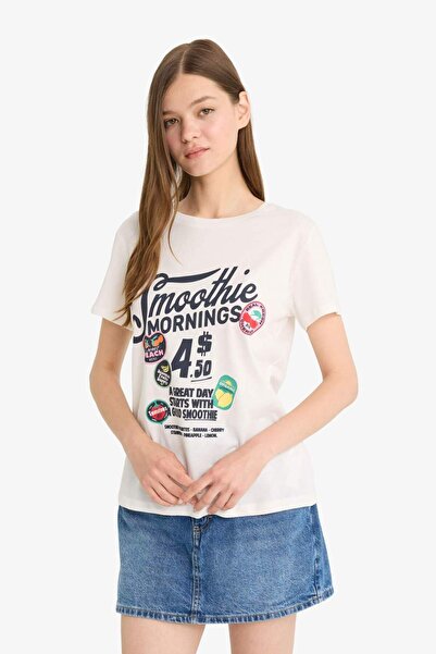 DeFacto Μπλουζάκι με κοντό μανίκι με στάμπα με κανονική εφαρμογή F6311AX25HS