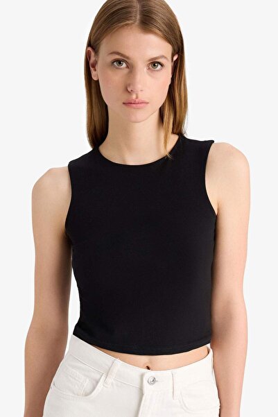 DeFacto Μαύρο εσώρουχο με κανονική εφαρμογή Basic Plain Crew Neck F3534AX25SM