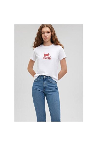 Mavi M1612202-620 Bısıklet Yaka Grafık Tışort Beyaz Ss Kadın T-shirt