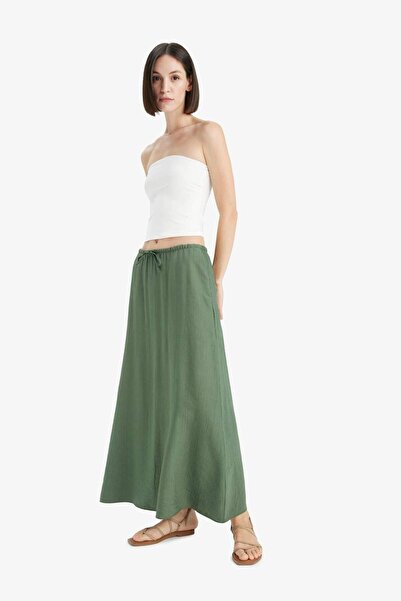DeFacto A-Line Regular Waist Crinkle Fabric Midi Skirt F6501Ax25Sm