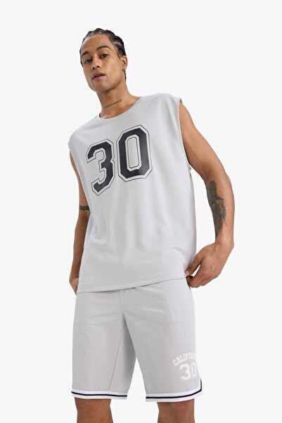 DeFacto DeFactoFit Hızlı Kuruyan Nefes Alabilen Boxy Fit Bisiklet Yaka Baskılı Sporcu Atlet E4392AX25HS