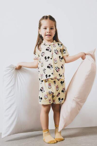 DeFacto Kız Bebek Disney Mickey & Minnie Pijama Takımı Kısa Kollu Penye Esnek Belli Şort E4652a525hs
