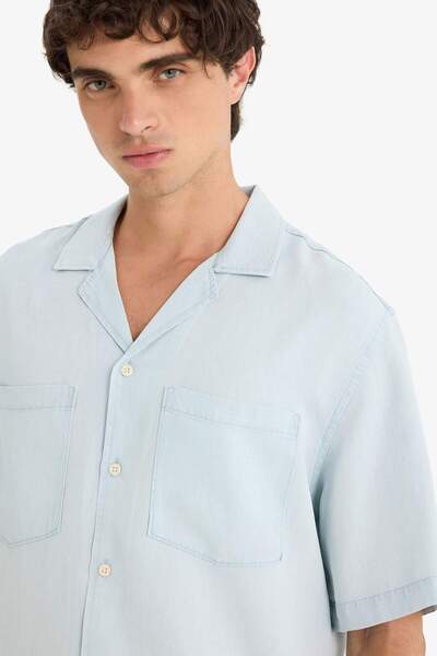 DeFacto Relax Fit Cotton Fabric Short Sleeve Shirt E1388Ax25Sm