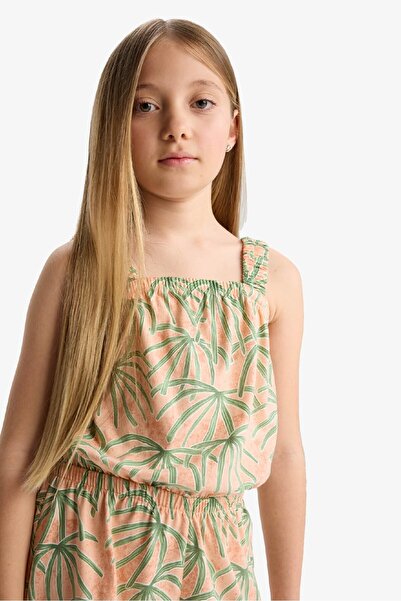 DeFacto Kız Çocuk Desenli Askılı Tulum B4814A825HS