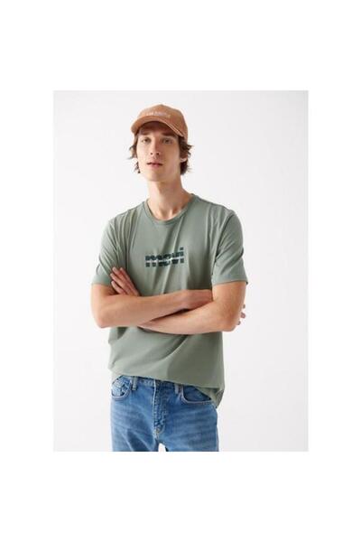 Mavi Χακί T-Shirt - Εκτύπωση λογότυπου, Regular Fit, 0610943-80692