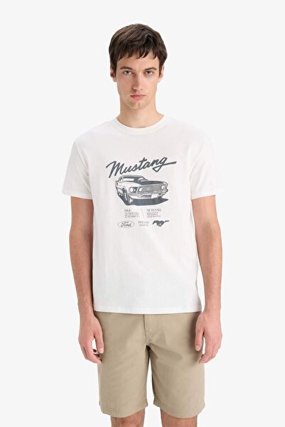 DeFacto 100 % Baumwolle Ford Motor Company Regular Fit Rundhals-Kurzarm-T-Shirt F4295AX25SM