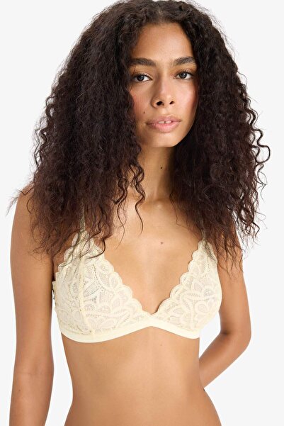 DeFacto Simli Dantel Kapsız Pedsiz Balensiz Triangle Bra-Fall in Love F5037AX25HS