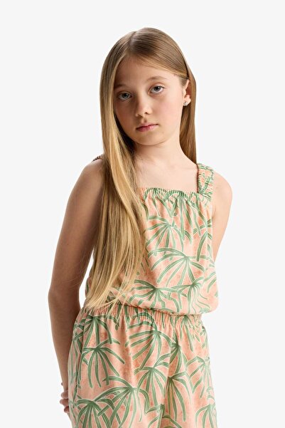 DeFacto Kız Çocuk Desenli Askılı Tulum B4814A825HS