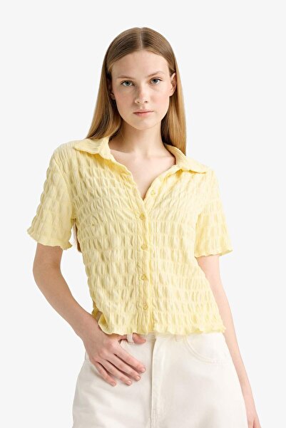 DeFacto Coool Fitted Dokulu Kısa Kollu Gömlek F4847AX25HS