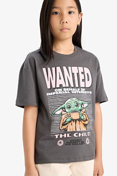 DeFacto Girls Star Wars-Mandalorian Relax Fit Crew Neck Short Sleeve T-Shirt E6563A825Hs