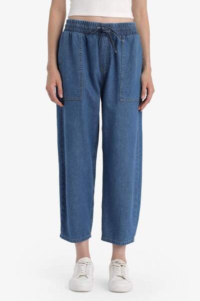 DeFacto Pull On Carrot Fit Yüksek Bel Crop Fit Yumuşak Jean Pantolon E0954AX25SM