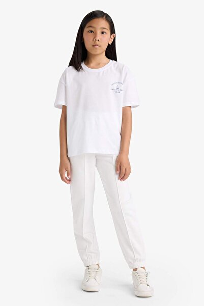 DeFacto Tricou cu mânecă scurtă pentru fete, cu decolteu rotund, 2 piese, D9433A825SM