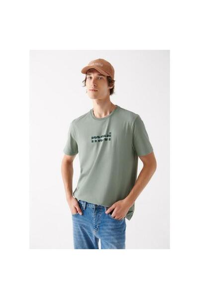 Mavi Χακί T-Shirt - Εκτύπωση λογότυπου, Regular Fit, 0610943-80692