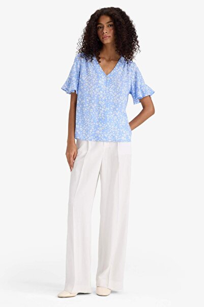 DeFacto Cămașă cu mânecă scurtă, cu decolteu în V, cu îmbrăcăminte normală D2810AX25SM