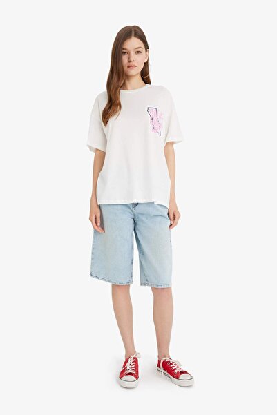 DeFacto Μπλουζάκι με κοντό μανίκι με στάμπα στην πλάτη Coool Oversize F4789AX25SM