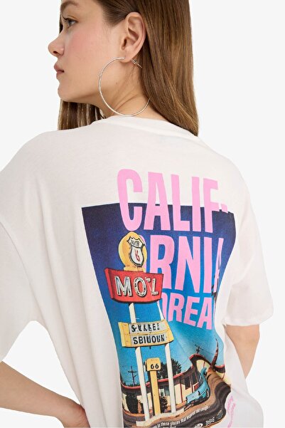 DeFacto Μπλουζάκι με κοντό μανίκι με στάμπα στην πλάτη Coool Oversize F4789AX25SM