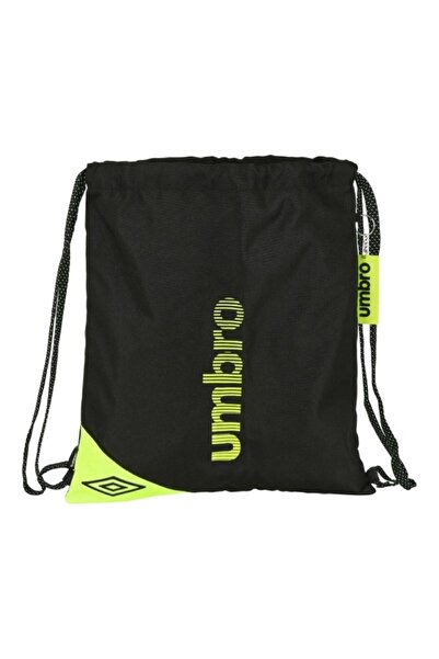 UMBRO Unisex backpack with drawstring straps Essentials black and lime green (35 x 40 x 1 cm)