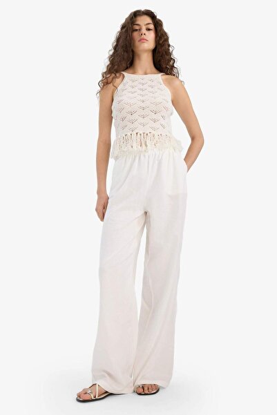 DeFacto Slim Fit Dar Kesim Püskül Detaylı Triko Atlet F7081AX25SM