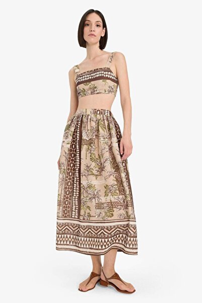 DeFacto Regular Fit Patterned Beach Maxi Skirt-Fall in Love F5487Ax25Hs