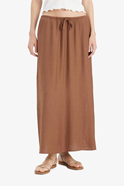 DeFacto A Kesim Normal Bel Krinkıl Kumaş Midi Etek F6501AX25SM