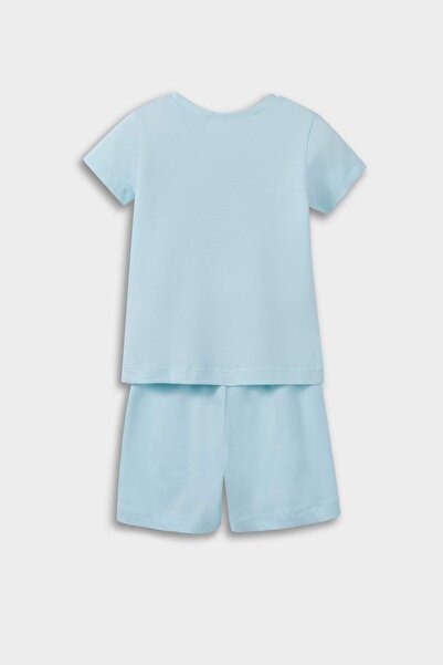DeFacto Kız Bebek Pijama Takımı Anime Baskılı Kısa Kollu Penye Üst Beli Lastikli Şort E1554A525HS