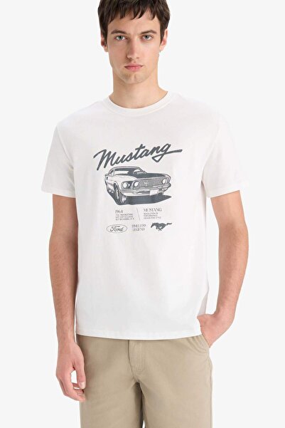 DeFacto 100 % Baumwolle Ford Motor Company Regular Fit Rundhals-Kurzarm-T-Shirt F4295AX25SM