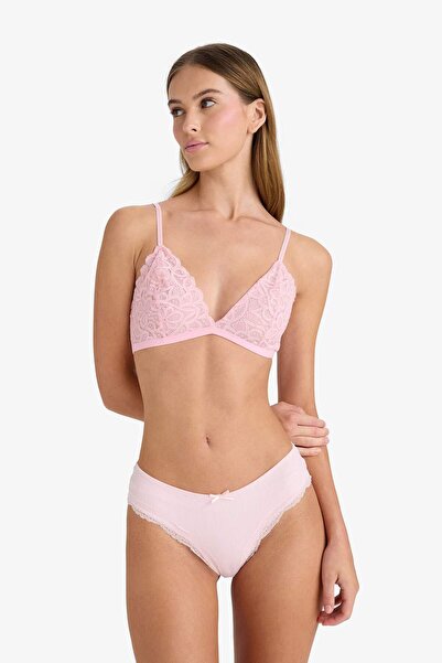DeFacto Dantelli Simli Dantel Kapsız Pedsiz Balensiz Triangle Bra-Fall in Love F5037AX25HS
