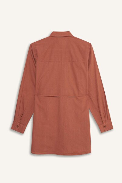 DeFacto Regular Fit Poplin Bağlamalı Uzun Kollu Gömlek Tunik D4160AX25SM