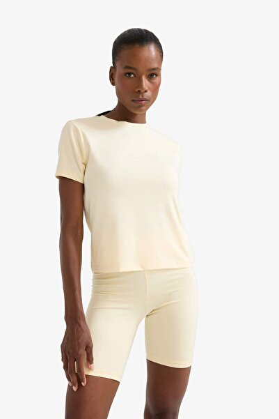 DeFacto Defactofit Standard Fit Crew Neck Sportsman Basic Plain Short Sleeve White T-Shirt D2296Ax25Sp