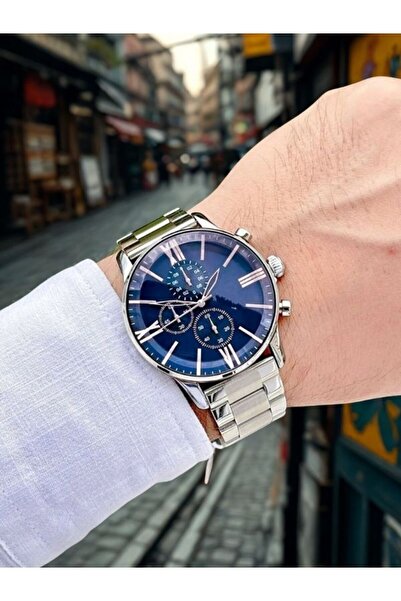 Leerybee Gümüş Renk Çelik Kordon Erkek Kol Saati Özel Kutulu Doğum Günü Hediy...