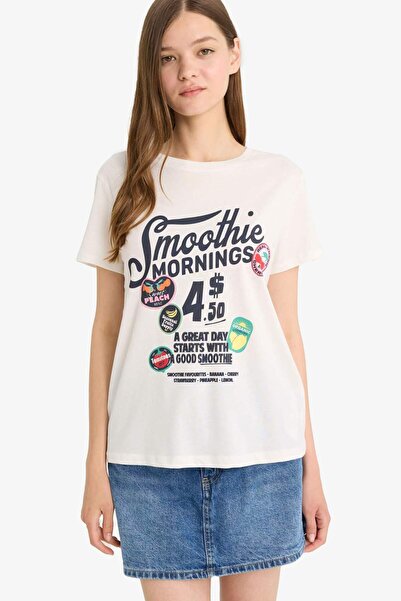 DeFacto Μπλουζάκι με κοντό μανίκι με στάμπα με κανονική εφαρμογή F6311AX25HS