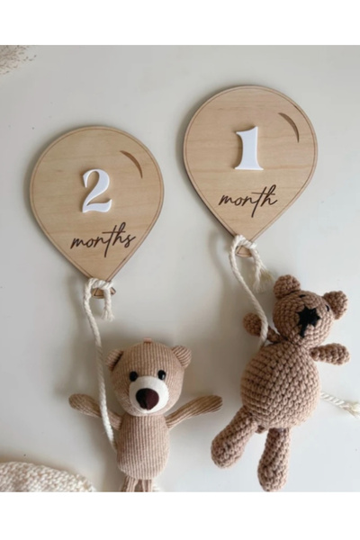 Boncukafası بطاقات ذاكرة للأطفال بعمر 12 شهرًا، تصميم خشبي من البليكسي، ديكور لالتقاط الصور لحديثي الولادة