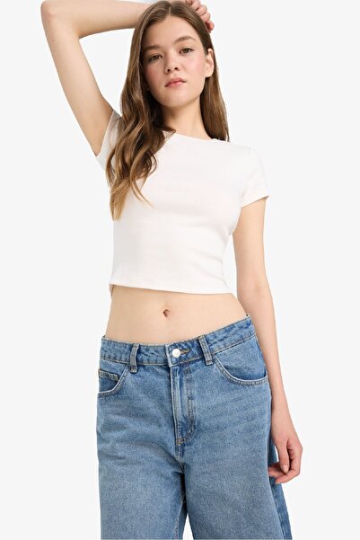 DeFacto Coool Fitted Crew Neck 2 csomagos bordás rövid ujjú póló F6304AX25SM