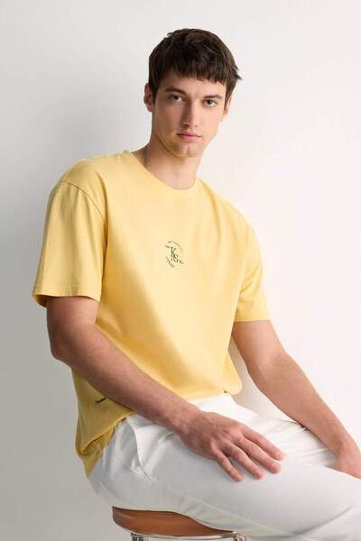 DeFacto 100% Cotton Boxy Fit Crew Neck Printed Short Sleeve T-Shirt E0911Ax25Sm