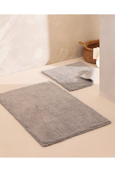 Madame Coco Cameo 2-teilige Badematte aus Baumwolle - Grau - 60x100 cm