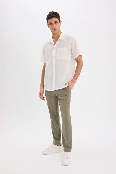 DeFacto Relax Fit Relaxed Fit Short Leg Linen Look Summer Fabric Trousers E4790Ax25Sm