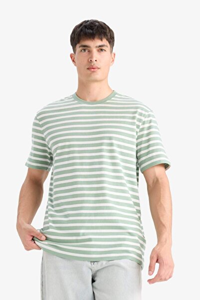 DeFacto Μπλουζάκι με κοντό μανίκι με ρίγες από 100% βαμβάκι E2637AX25SM