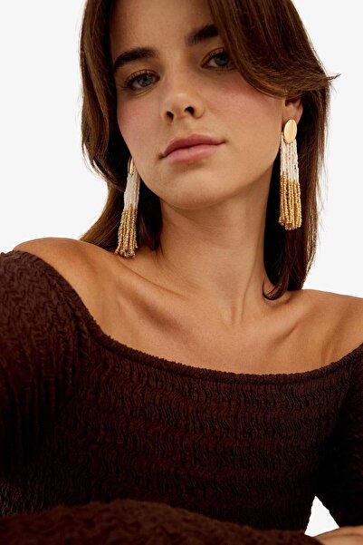 DeFacto Women's Hanging Straw Detailed Earrings F0848Axns