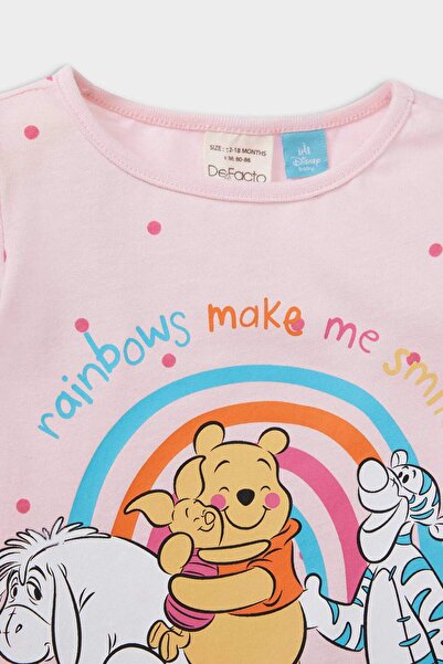 DeFacto Kız Bebek Disney Winnie The Pooh Pijama Takımı Kısa Kollu Penye Üst Beli Lastikli Şort E4650A525HS